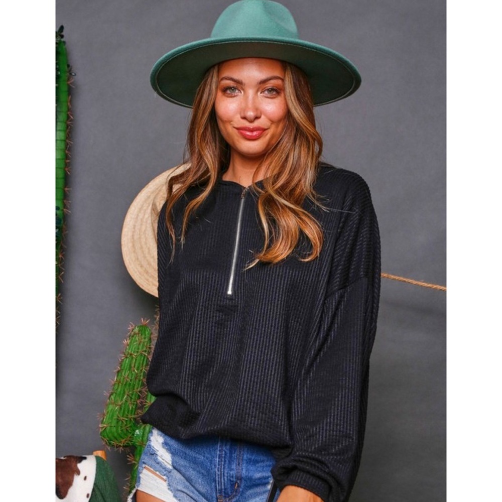 Spring Slinky Rib Knit Hoodie Top Oversized Slouchy Pullover Lightweight Tops